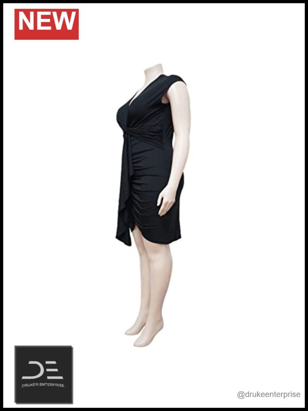 Plus Size Bodycon Ruched Drawstring Mini Dress - Picture 3 of 6